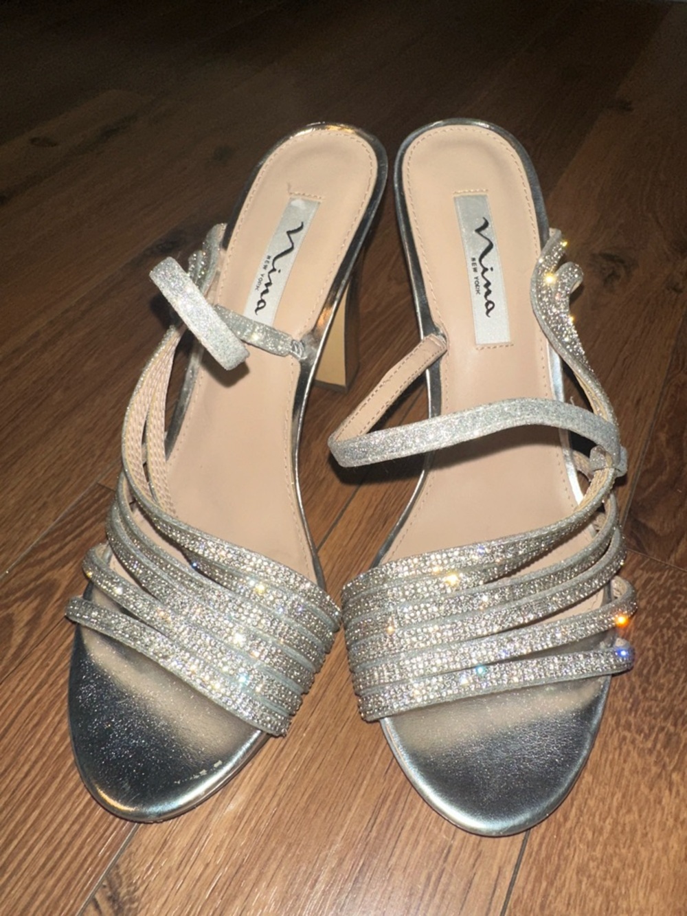 Nina Formal Strappy Sequin Sandal Heels. 10M